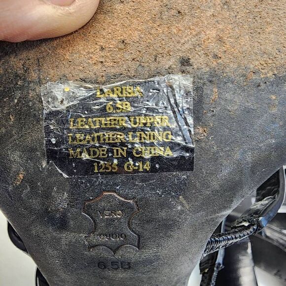 LAUREN Ralph Lauren Larisa Open-Toe Gladiator Sandals Black Leather Size 6.5 - Picture 8 of 9